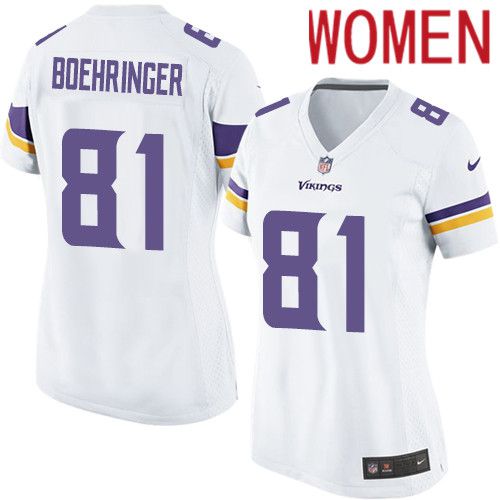 Women Minnesota Vikings #81 Moritz Boehringer Nike White Game NFL Jersey->women nfl jersey->Women Jersey